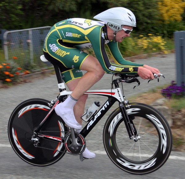 Under-23 champion Sam Horgan (Christchurch) from the Subway Avanti team, who set the fastest time of the day